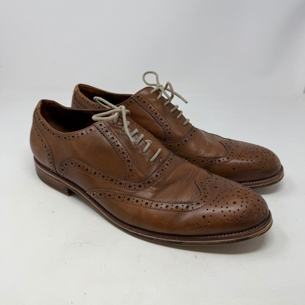 Warfield & Grand Roy Oxford Mens 11 Wingtip Cognac Brogue Leather EUC
